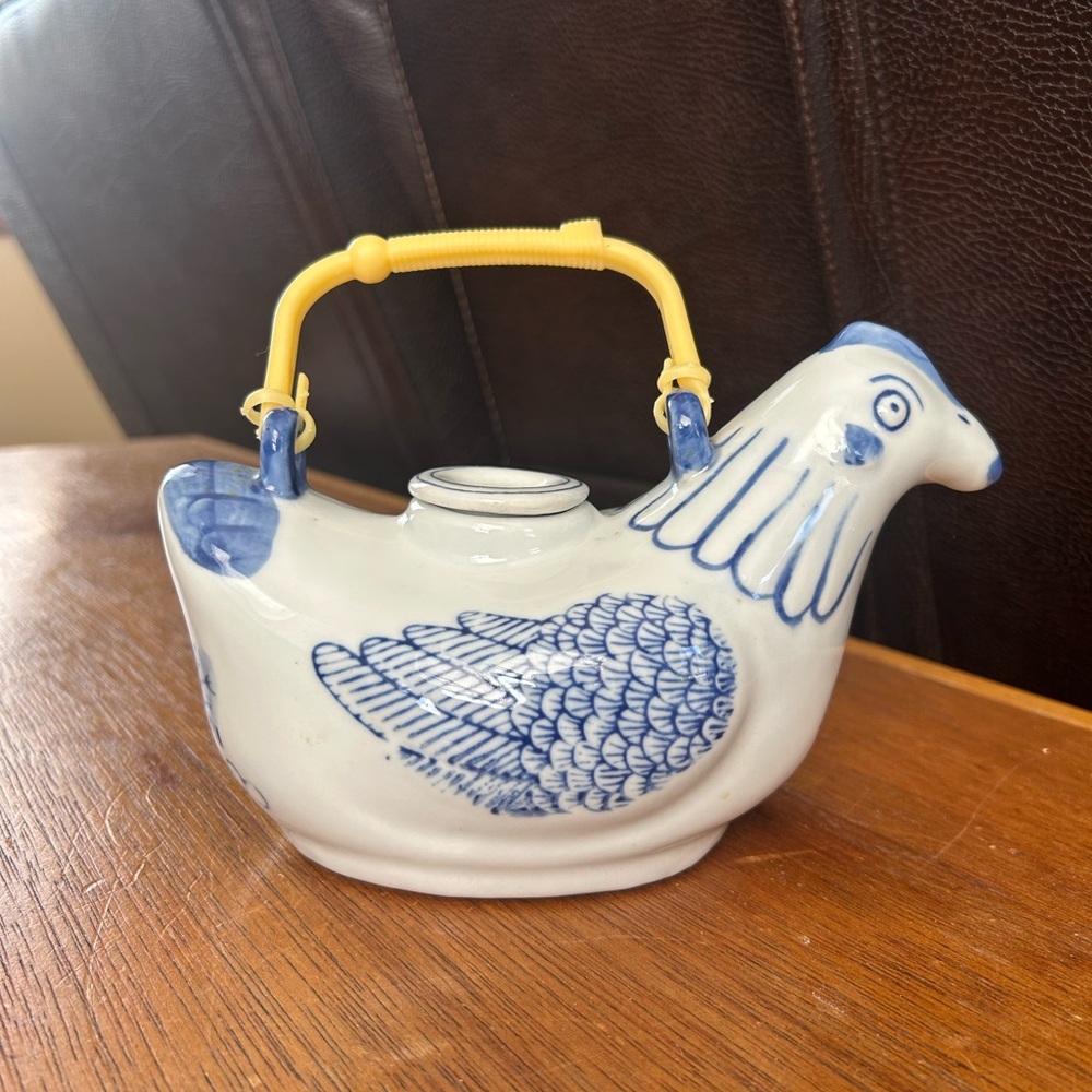 Blue and White Ceramic Chicken Teapot